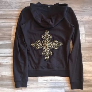 Size M Twisted Heart ❤️Brown Studded Jacket Hoodie